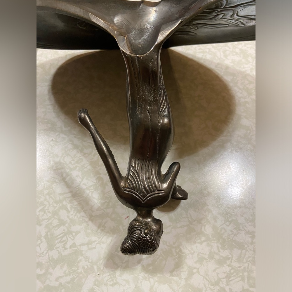 💃 Vintage Art Nouveau Bronze Lady Fruit Dish - Picture 7 of 8